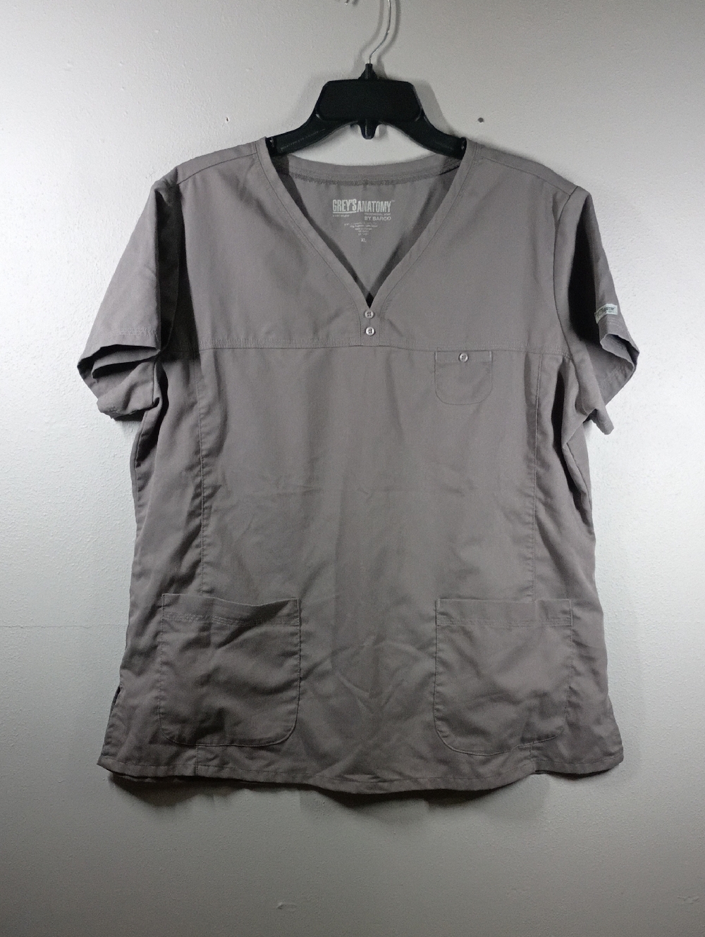 Grey's Anatomy Women's Short Sleeve Scrub Top in Gray Size Xl